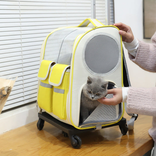 KFX-4791357 Large Capacity Portable Pet Trolley Backpack Convenient for Cats and Small Dogs