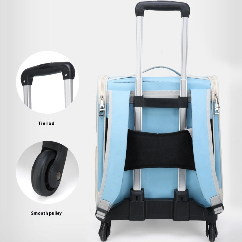 KFX-4791357 Large Capacity Portable Pet Trolley Backpack Convenient for Cats and Small Dogs