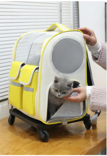 KFX-4791357 Large Capacity Portable Pet Trolley Backpack Convenient for Cats and Small Dogs