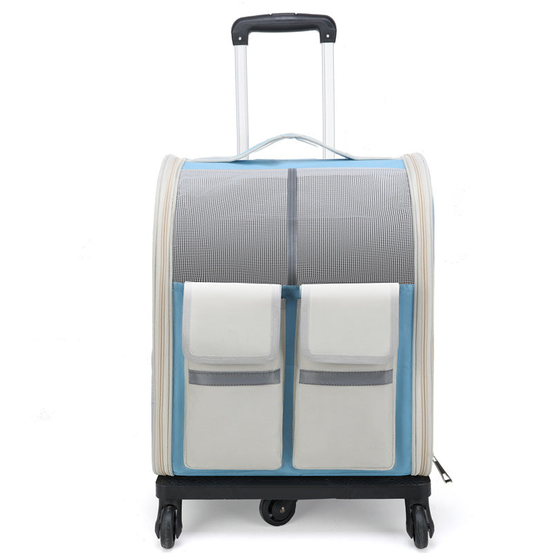 KFX-4791357 Large Capacity Portable Pet Trolley Backpack Convenient for Cats and Small Dogs
