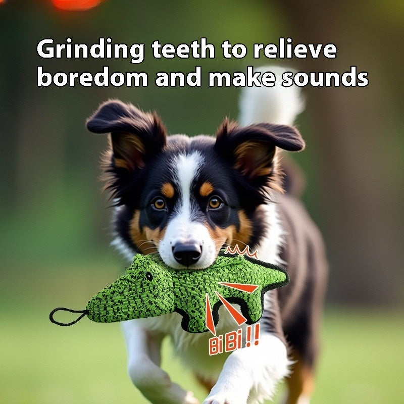 KFX-4792381 Crocodile-Shaped Canvas Dog Toy for Interactive Playtime