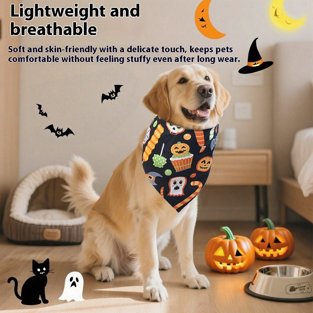KFX-4792509 Halloween Skull Print Triangular Baby Bib for Pets - Polyester British Style