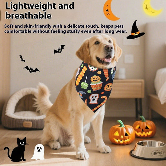 KFX-4792509 Halloween Skull Print Triangular Baby Bib for Pets - Polyester British Style