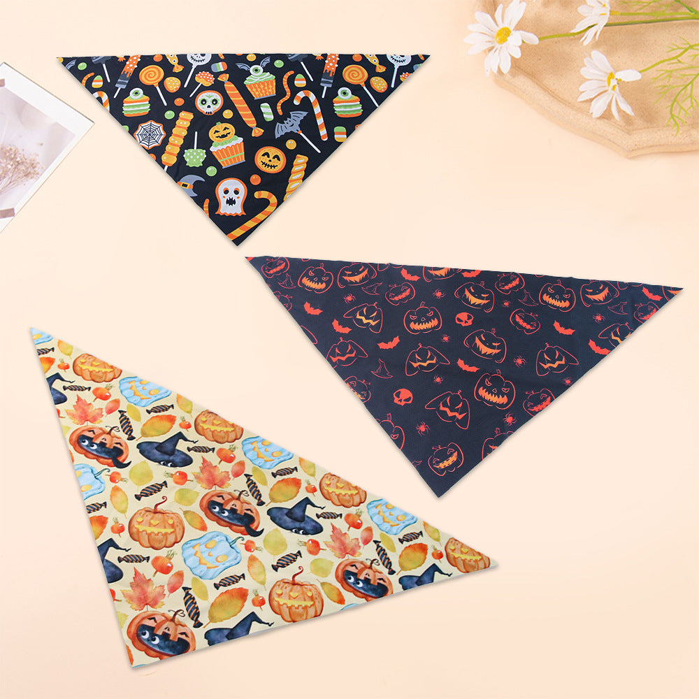 KFX-4792509 Halloween Skull Print Triangular Baby Bib for Pets - Polyester British Style