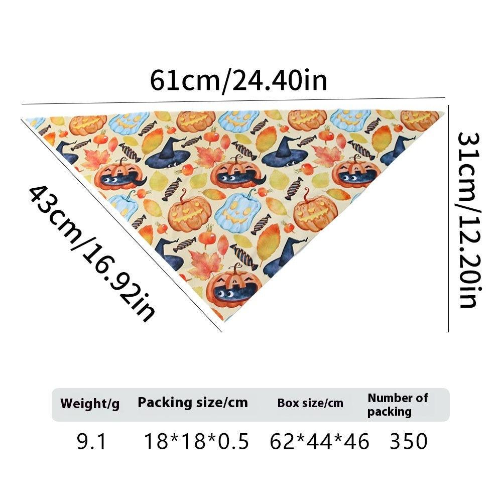 KFX-4792509 Halloween Skull Print Triangular Baby Bib for Pets - Polyester British Style
