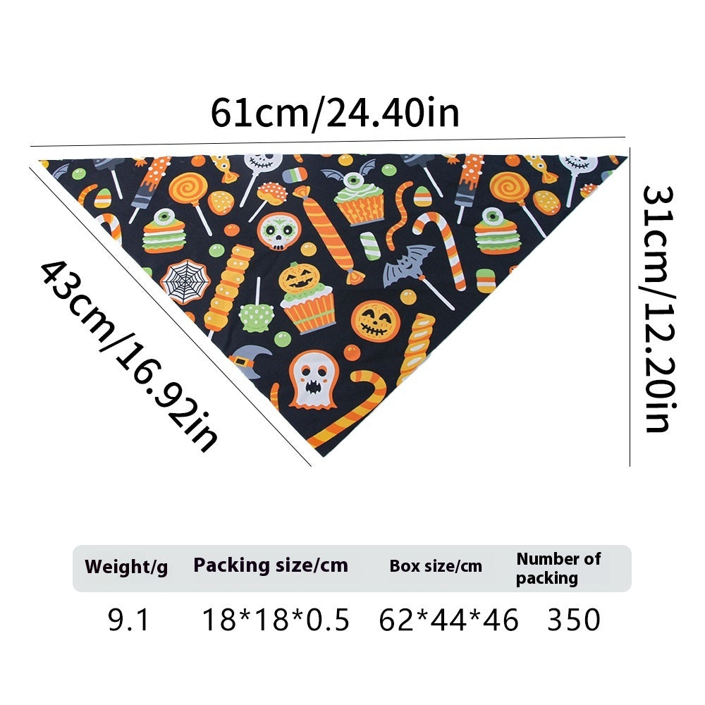KFX-4792509 Halloween Skull Print Triangular Baby Bib for Pets - Polyester British Style