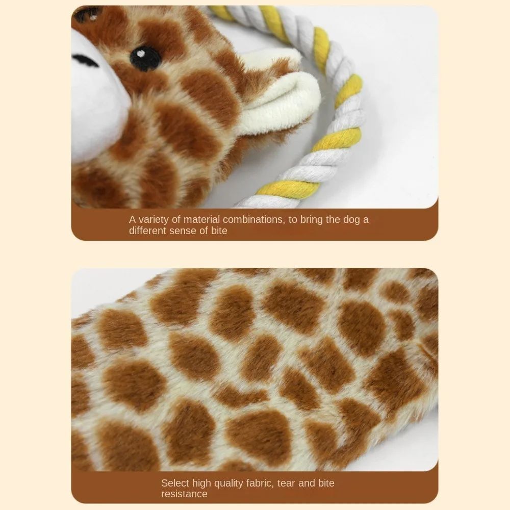 KFX-4794557 Stuffed Animal-Shaped Squeaky Dog Toy with Durable Rope, Elephant/Zebra Design for Interactive Play