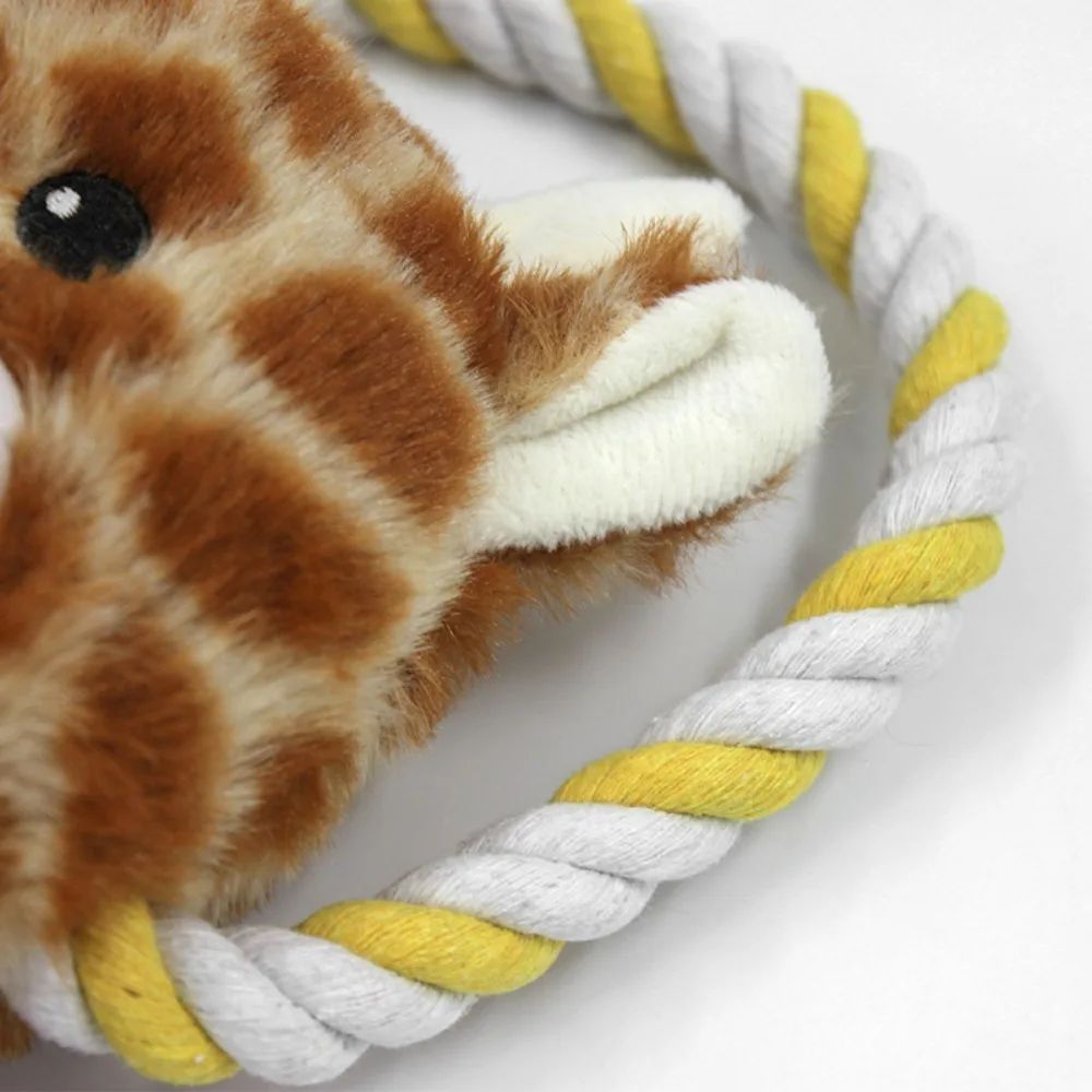 KFX-4794557 Stuffed Animal-Shaped Squeaky Dog Toy with Durable Rope, Elephant/Zebra Design for Interactive Play