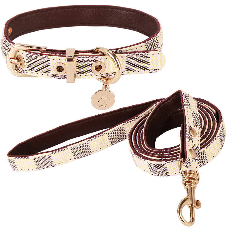 KFX-4794685 Leather Floral Hand Holding Rope Set for Small Pets