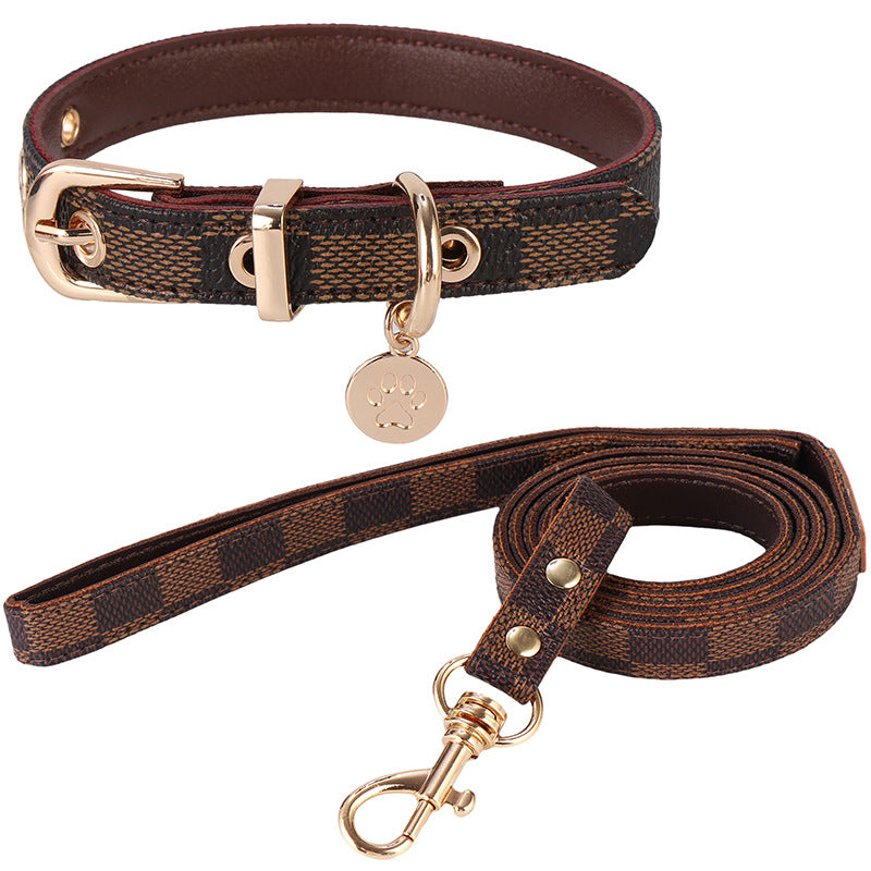 KFX-4794685 Leather Floral Hand Holding Rope Set for Small Pets