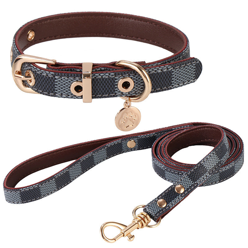 KFX-4794685 Leather Floral Hand Holding Rope Set for Small Pets