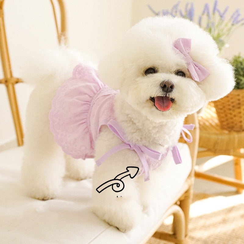 KFX-4795453 Charming Lace Dog and Cat Skirt with Bowknot Detail in Multiple Colors