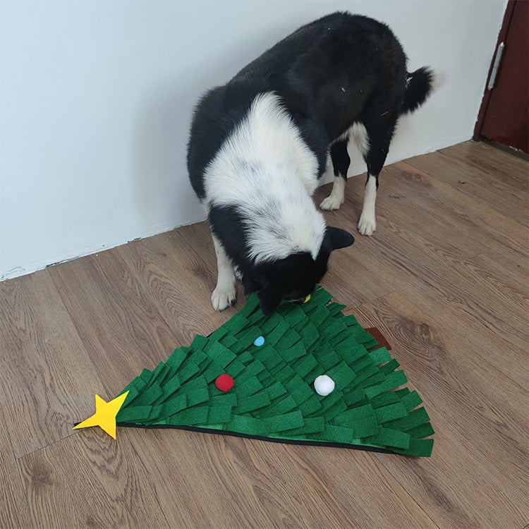 KFX-4795709 Christmas Tree Design Felt Dog Training Blanket - 45x45cm Pet Toy
