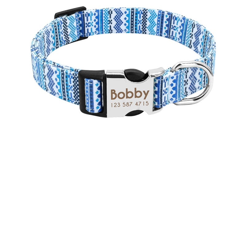 KFX-4796733 Personalized Adjustable Nylon Dog Collar for Medium and Large Breeds