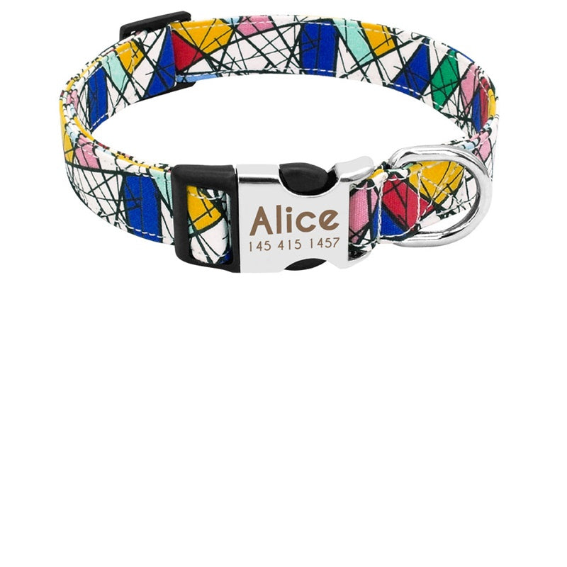 KFX-4796733 Personalized Adjustable Nylon Dog Collar for Medium and Large Breeds