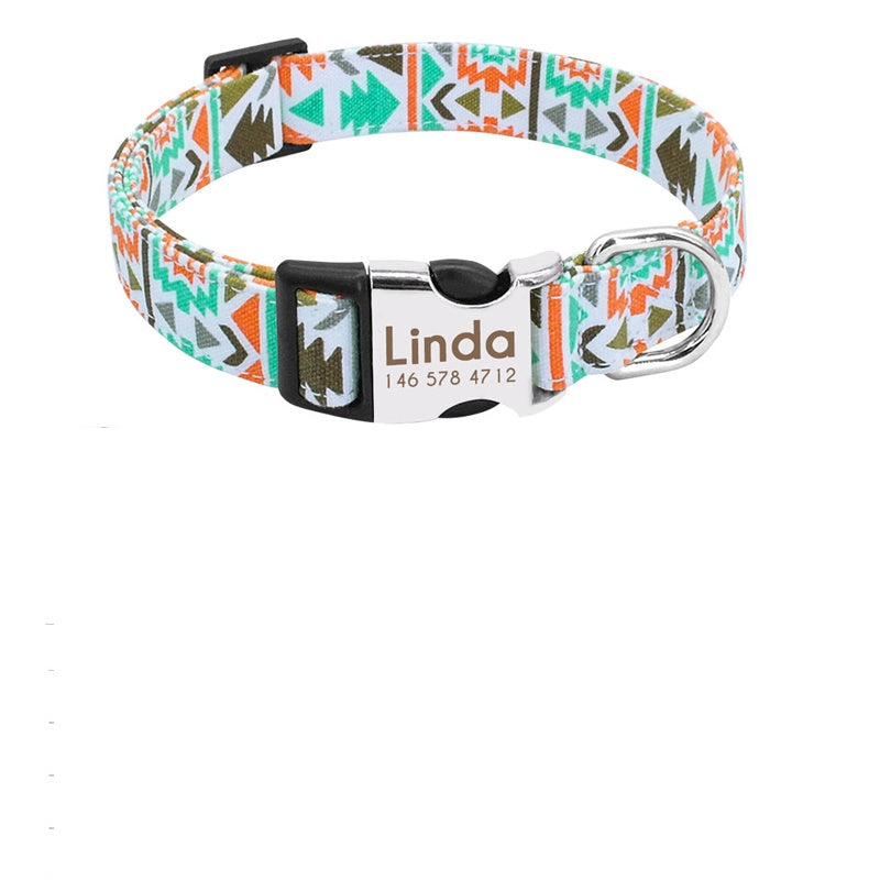 KFX-4796733 Personalized Adjustable Nylon Dog Collar for Medium and Large Breeds