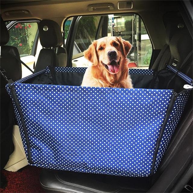 KFX-4797117 Portable Waterproof Car Hammock for Dogs - Foldable & Safe Pet Seat Cover, Cute Bone Paws Print, Fits Pets up to 15KG