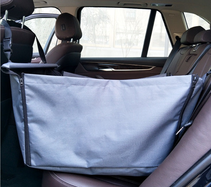 KFX-4797117 Portable Waterproof Car Hammock for Dogs - Foldable & Safe Pet Seat Cover, Cute Bone Paws Print, Fits Pets up to 15KG