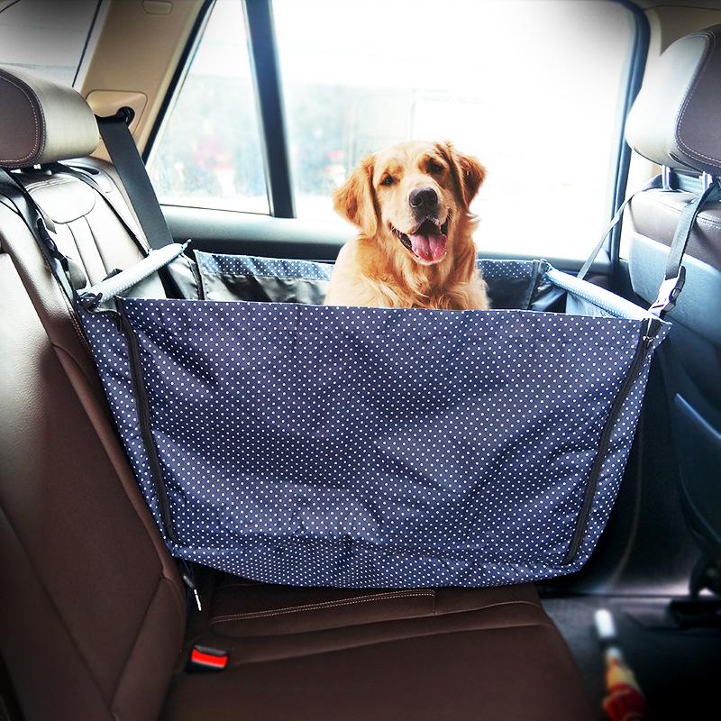 KFX-4797117 Portable Waterproof Car Hammock for Dogs - Foldable & Safe Pet Seat Cover, Cute Bone Paws Print, Fits Pets up to 15KG