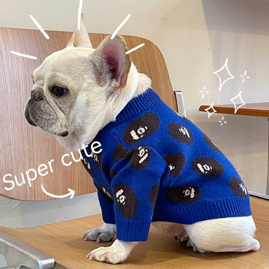 KFX-4798653 Cozy Blue Wool Sweater for Dogs and Cats in Multiple Sizes