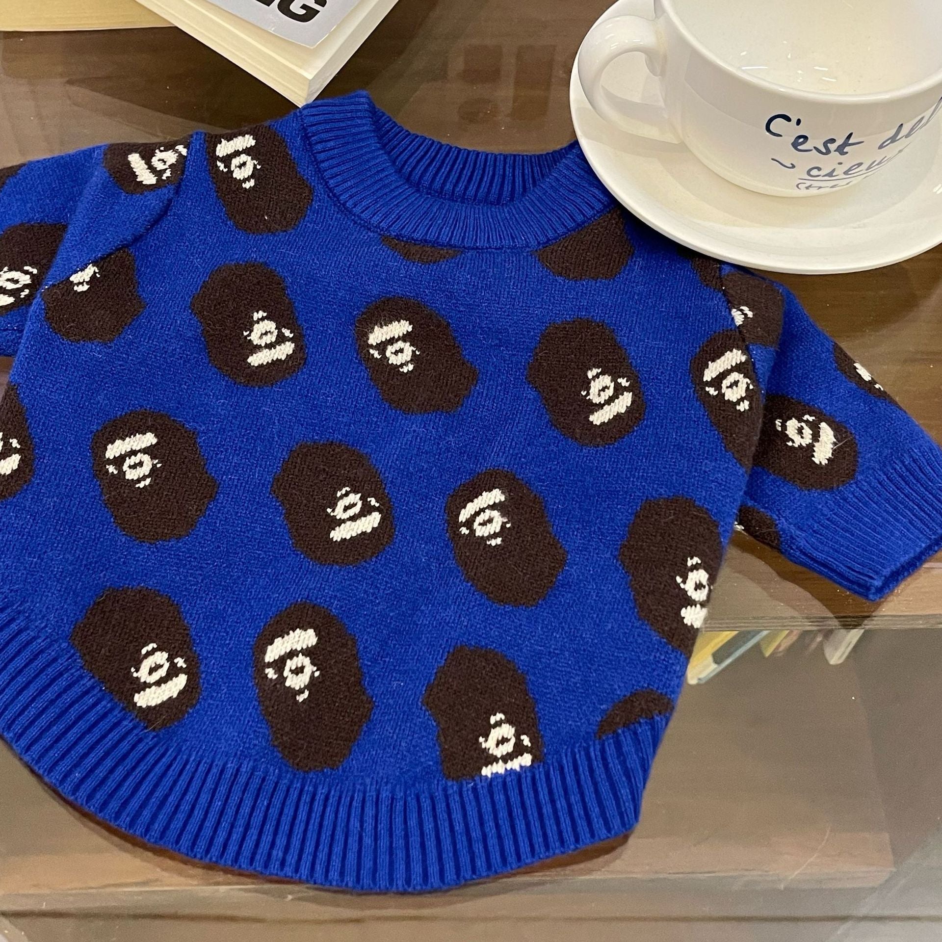 KFX-4798653 Cozy Blue Wool Sweater for Dogs and Cats in Multiple Sizes