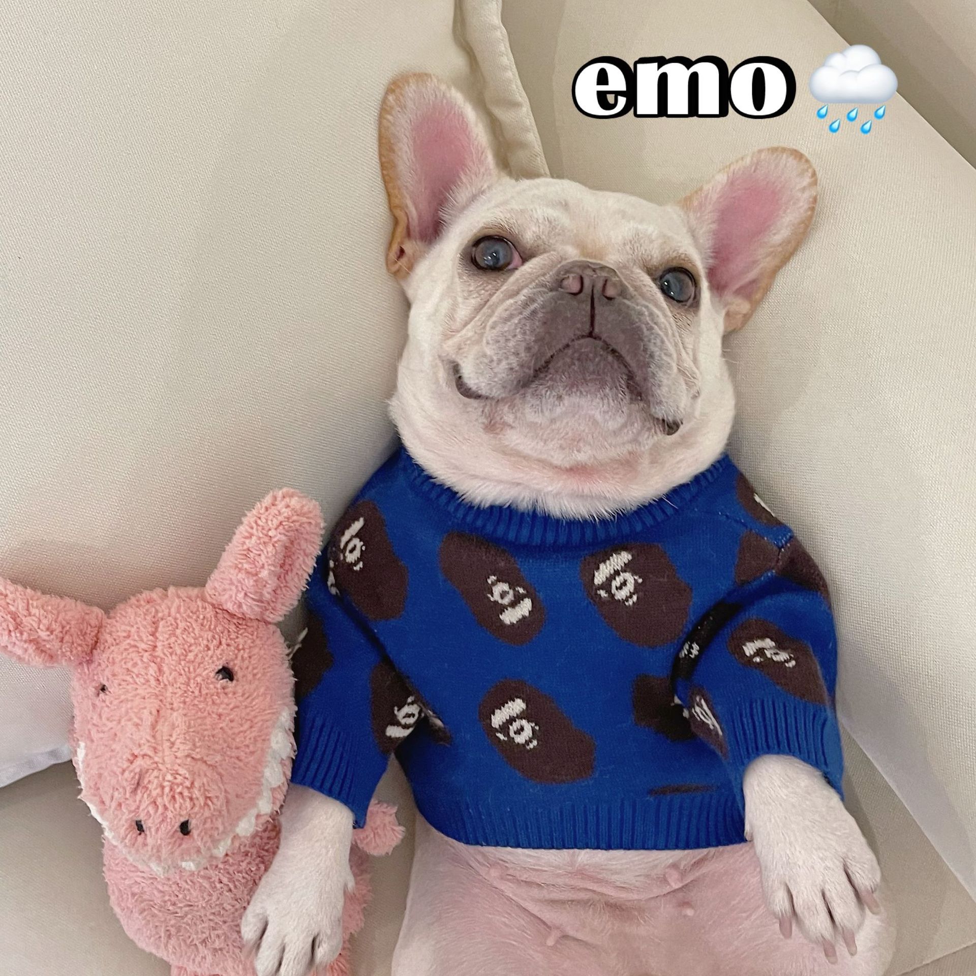 KFX-4798653 Cozy Blue Wool Sweater for Dogs and Cats in Multiple Sizes