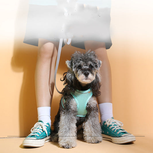 KFX-4799933 Breathable Reflective Pet Vest with Traction Rope - Available in Multiple Colors and Sizes