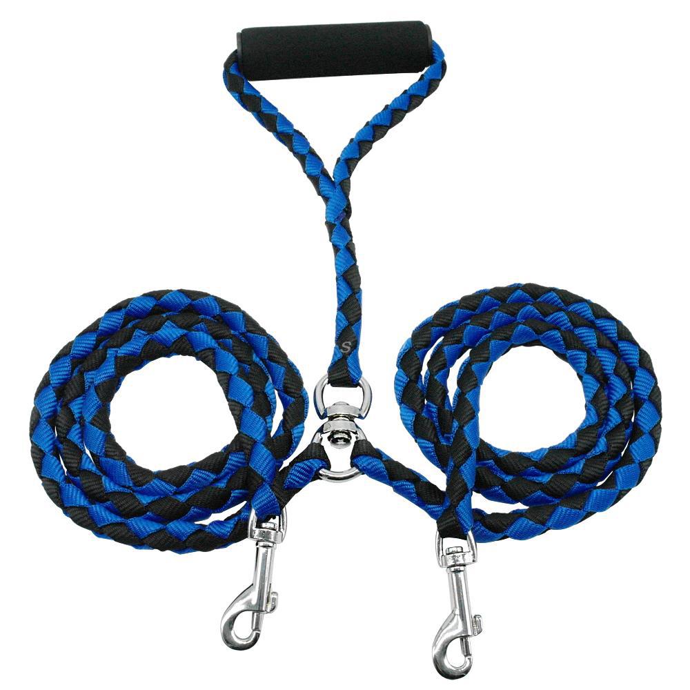 KFX-4800445 Durable Braided PP Dog Leash - 1.4m Length, Available in Black, Blue/Black, Red/Black, Red/Yellow