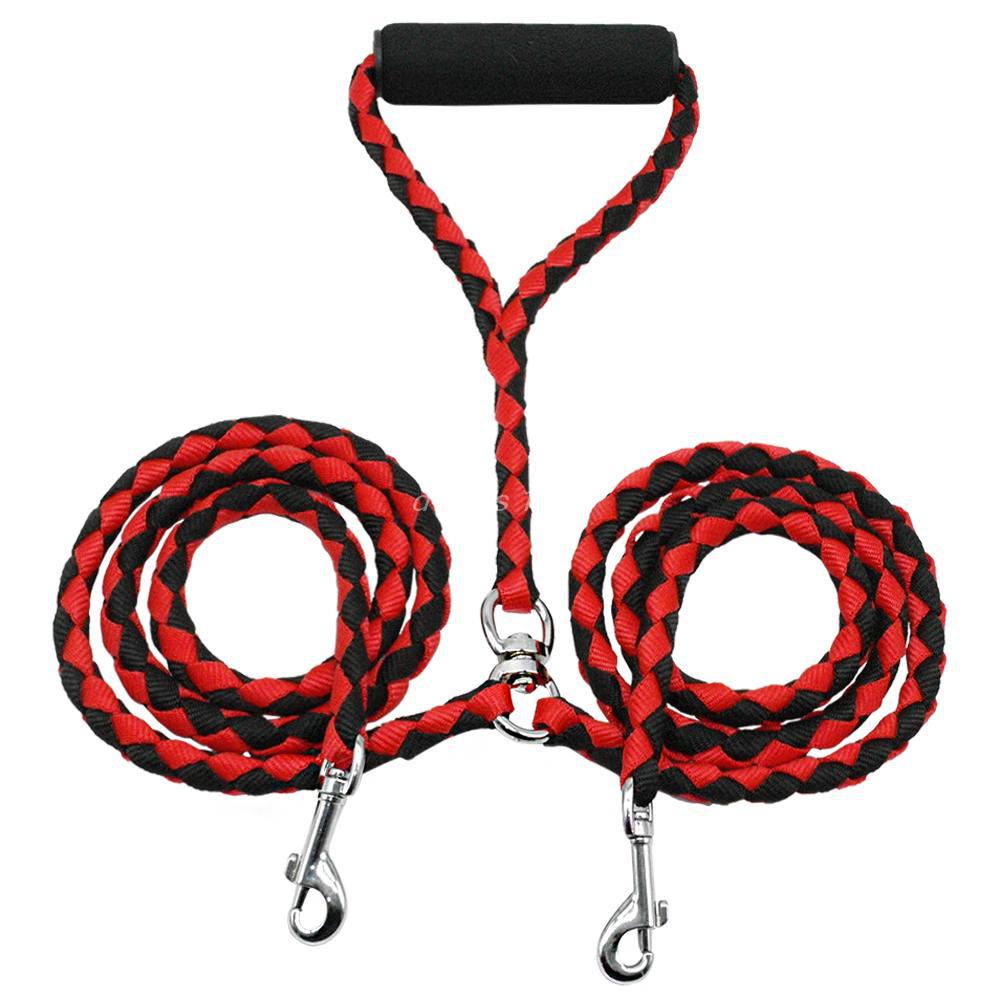 KFX-4800445 Durable Braided PP Dog Leash - 1.4m Length, Available in Black, Blue/Black, Red/Black, Red/Yellow