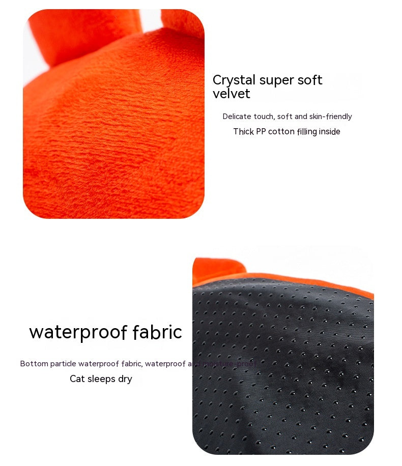 KFX-4800701 Cozy Semi-Closed Cat Nest with Removable and Washable Velvet Lining