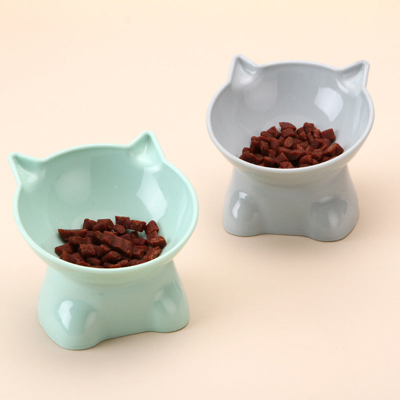 KFX-4800829 Cervical Support Pet Bowl with Anti-Tumble Design and High Foot Base - Available in Blue Gray, Pink, and Green