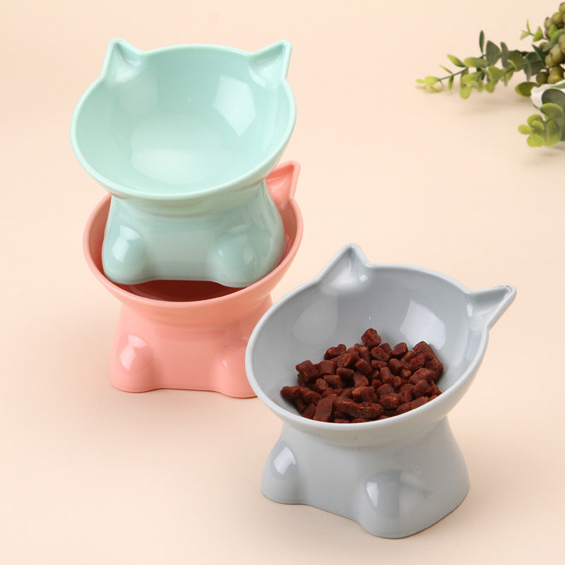 KFX-4800829 Cervical Support Pet Bowl with Anti-Tumble Design and High Foot Base - Available in Blue Gray, Pink, and Green