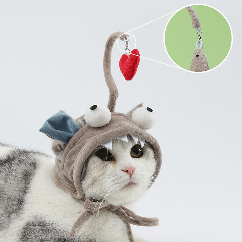 KFX-4801469 Cat Headband Toy with Adjustable Wand - Interactive Funny Cat Teaser, Soft Fabric Play Accessory for Indoor Cats