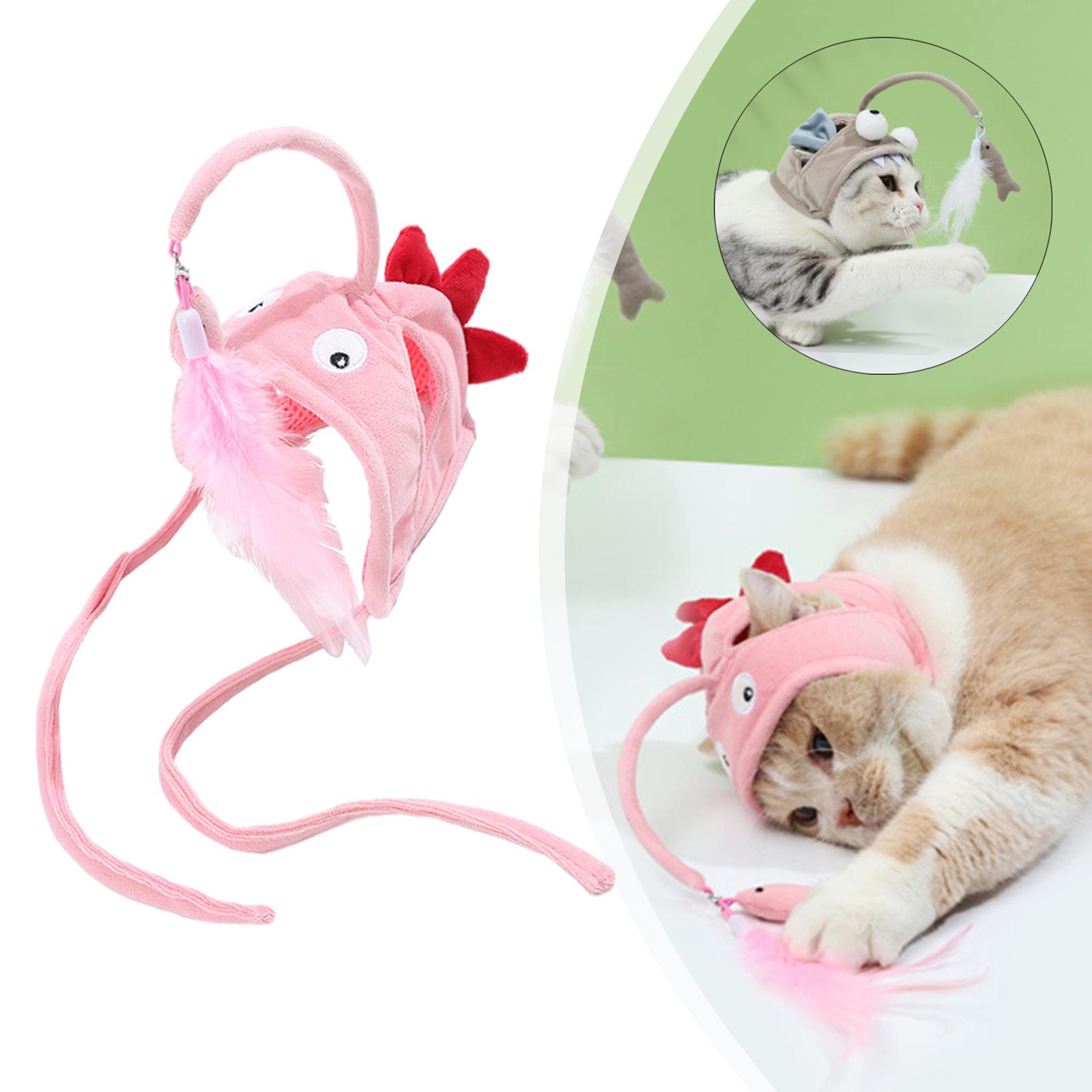 KFX-4801469 Cat Headband Toy with Adjustable Wand - Interactive Funny Cat Teaser, Soft Fabric Play Accessory for Indoor Cats
