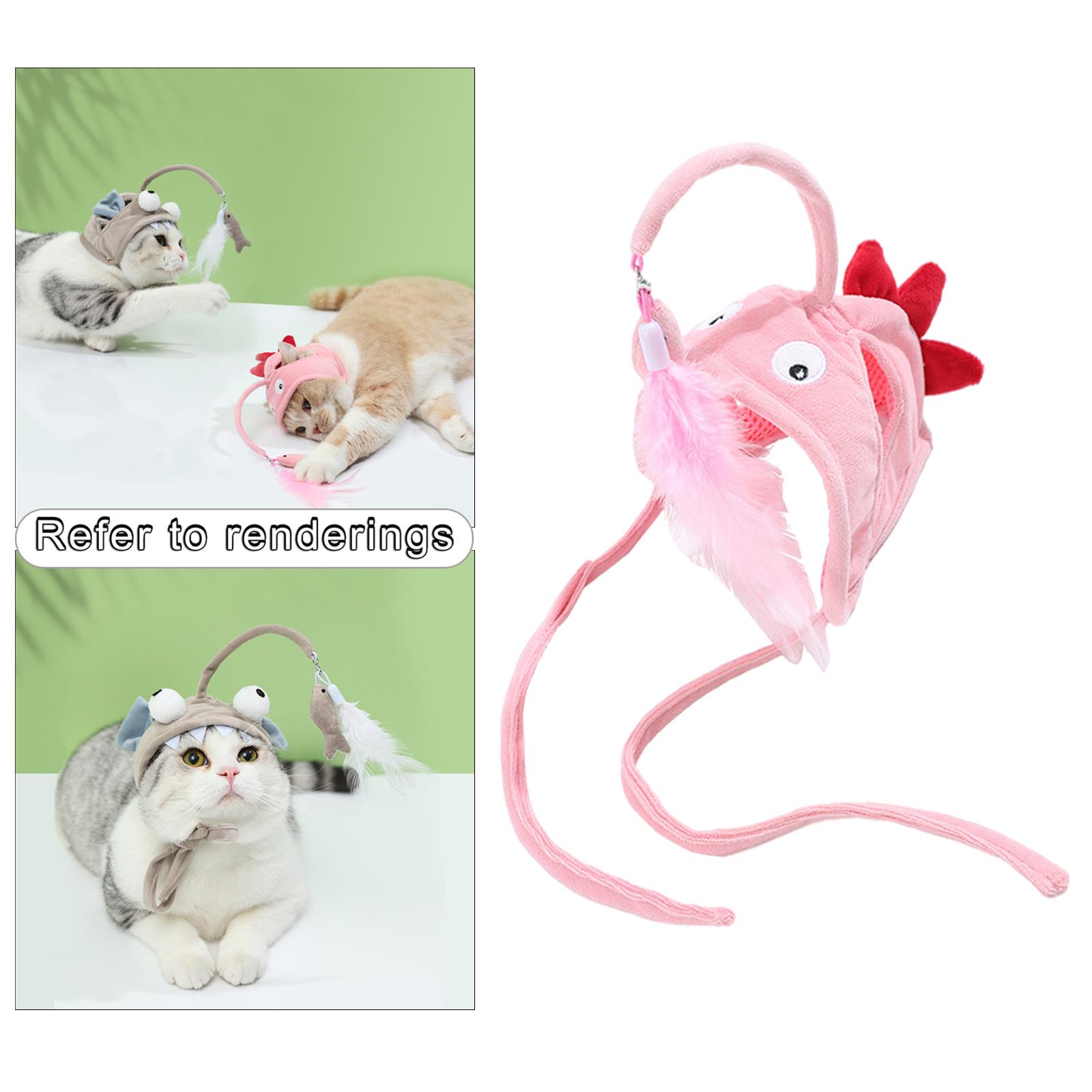 KFX-4801469 Cat Headband Toy with Adjustable Wand - Interactive Funny Cat Teaser, Soft Fabric Play Accessory for Indoor Cats