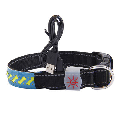 KFX-4802621 LED Light-Up Pet Collar with USB Charging - Available in Multiple Sizes