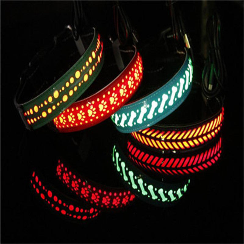 KFX-4802621 LED Light-Up Pet Collar with USB Charging - Available in Multiple Sizes