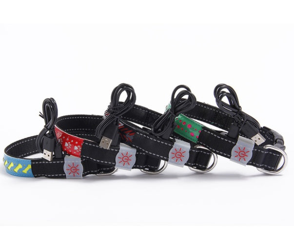 KFX-4802621 LED Light-Up Pet Collar with USB Charging - Available in Multiple Sizes