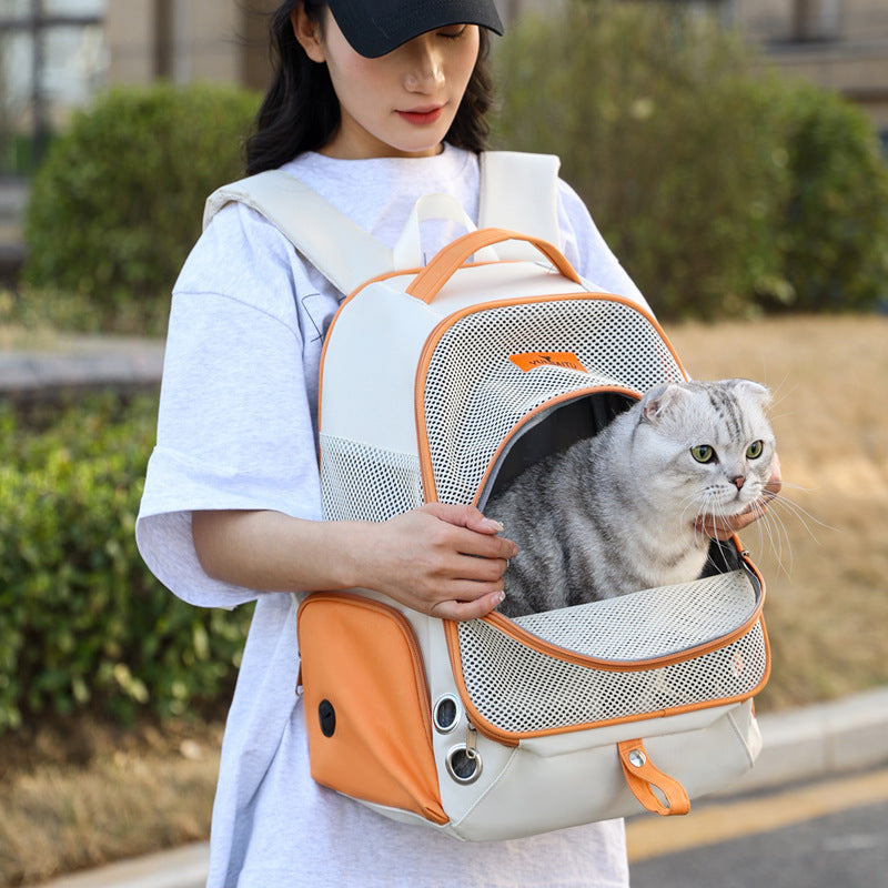 KFX-4802877 Double Shoulder Nylon Cat Carrier Bag - Portable and Foldable for 7.5kg Pets