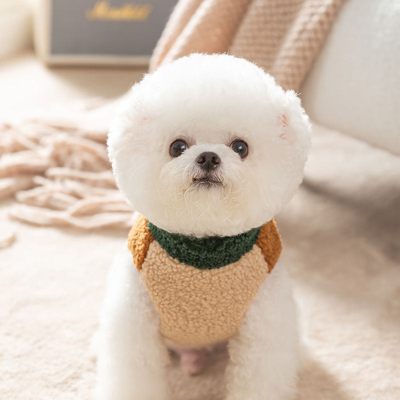 KFX-4805181 Cozy Color-Block Fleece Jacket for Small Dogs with Leash Ring and Pockets