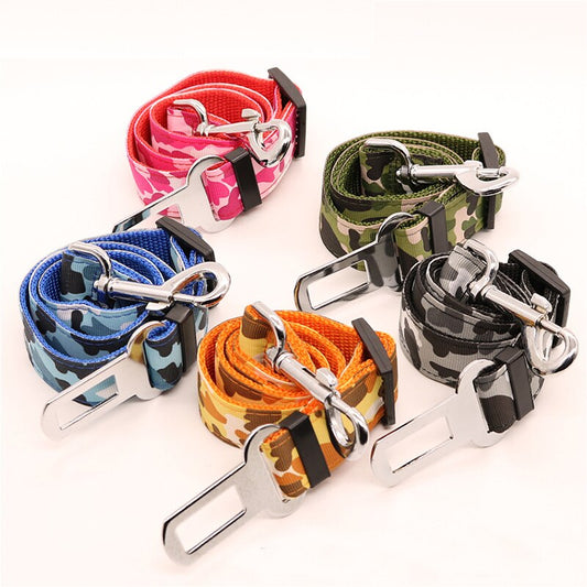 KFX-4806205 Camouflage Nylon Traction Rope for Dog Seat Belt