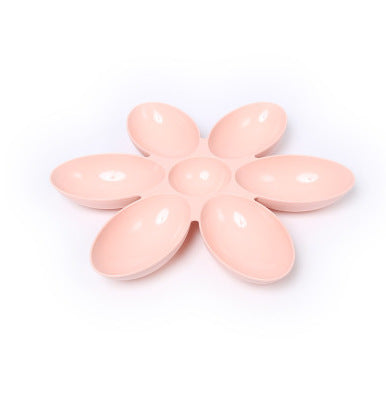 KFX-4806589 Flower-Shaped Shallow Bowl for Tea - Multi-Meal Food Bowl in Blue, Green, and Pink, 42cm x 4.5cm