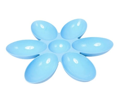 KFX-4806589 Flower-Shaped Shallow Bowl for Tea - Multi-Meal Food Bowl in Blue, Green, and Pink, 42cm x 4.5cm