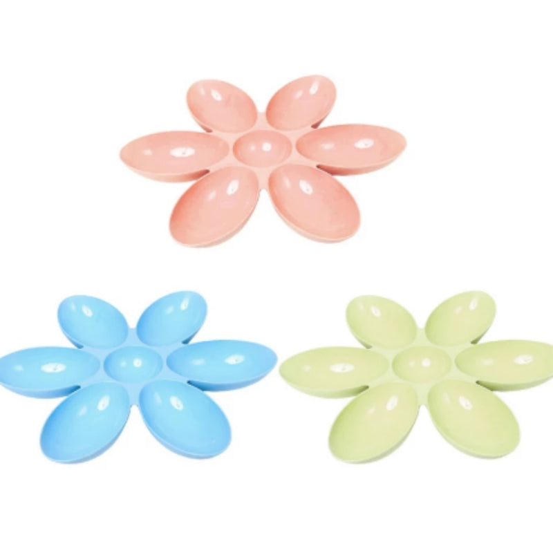 KFX-4806589 Flower-Shaped Shallow Bowl for Tea - Multi-Meal Food Bowl in Blue, Green, and Pink, 42cm x 4.5cm