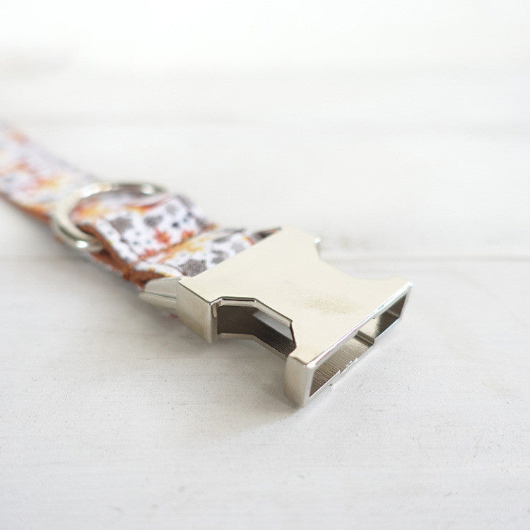 KFX-4808381 Elegant Golden Christmas Pet Collar - Adjustable Polyester Design for XS to XL Sizes