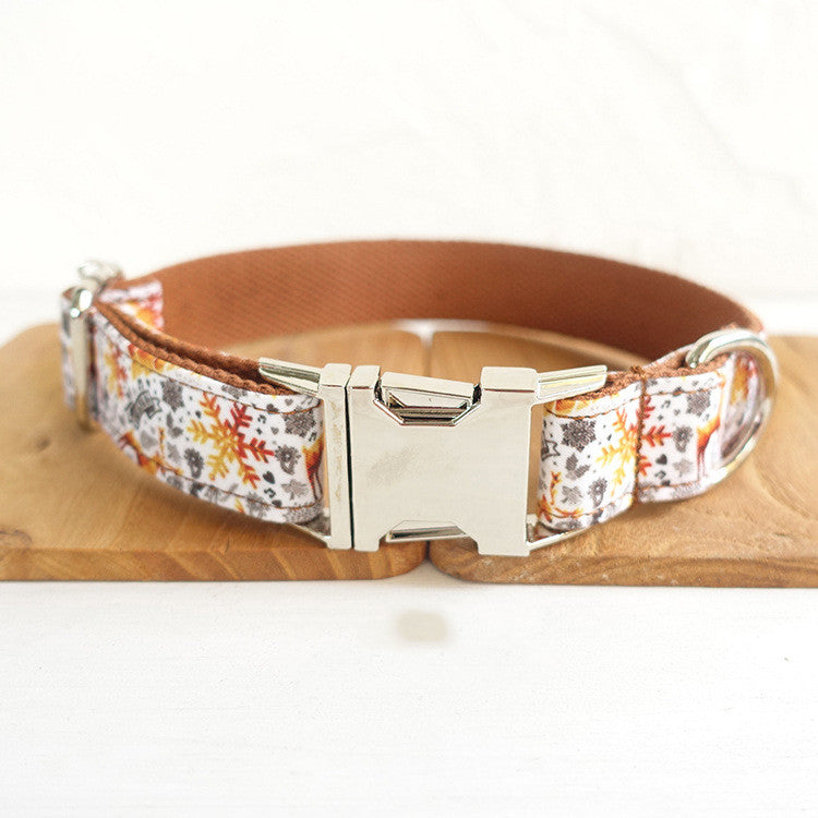KFX-4808381 Elegant Golden Christmas Pet Collar - Adjustable Polyester Design for XS to XL Sizes