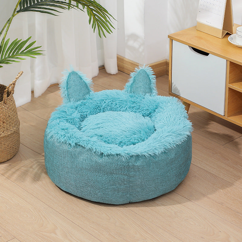 KFX-4810429 Faux Fur Plush Indoor Cat and Dog Bed in Various Sizes - Cozy and Fluffy Design