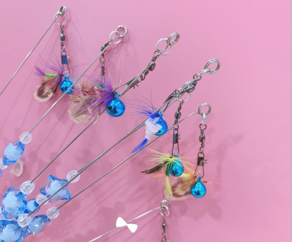 KFX-4812989 Telescopic Cat Play Toy with Flying Insects and Long Bells