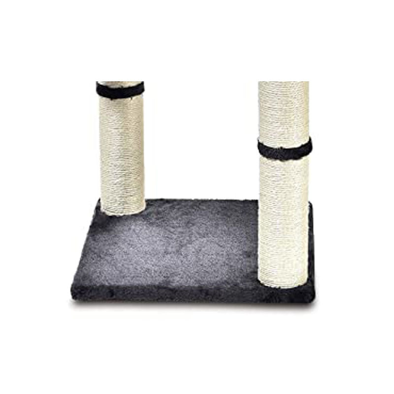 KFX-4813757 Cat Climbing Frame with Integrated Hammock and Sisal Pillar - Plush Material, Black