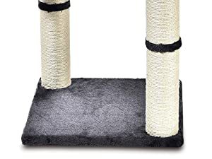 KFX-4813757 Cat Climbing Frame with Integrated Hammock and Sisal Pillar - Plush Material, Black